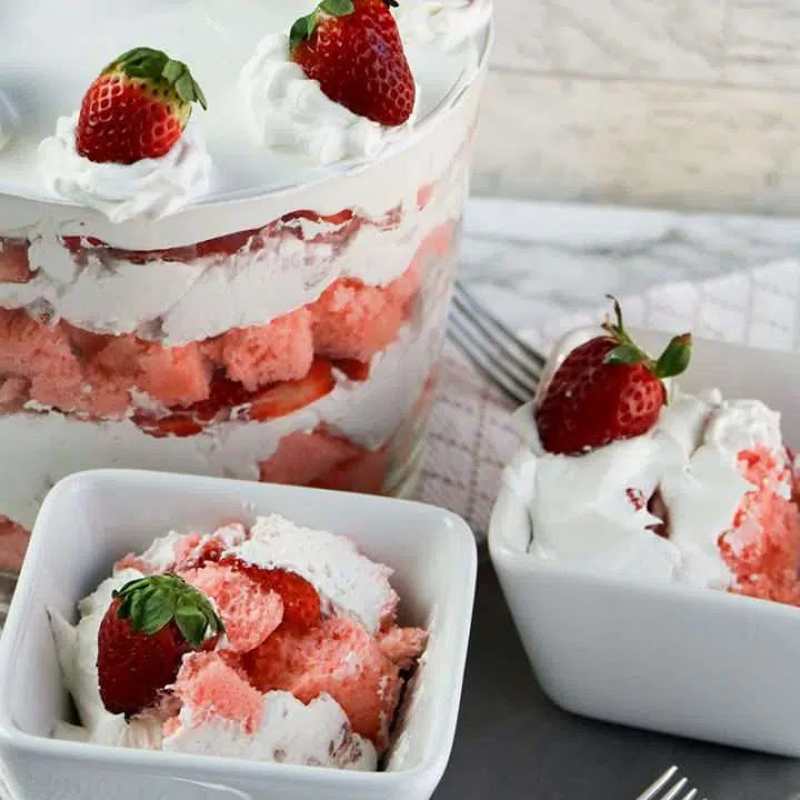 Strawberry trifle served in a bowl