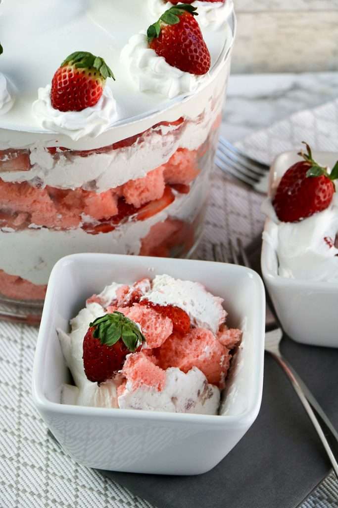 Easy Strawberry Trifle Recipe 11 Strawberry trifle served in a bowl