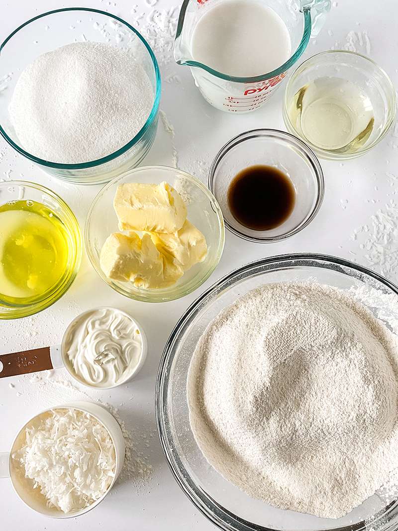 Ingredients for coconut cake recipe
