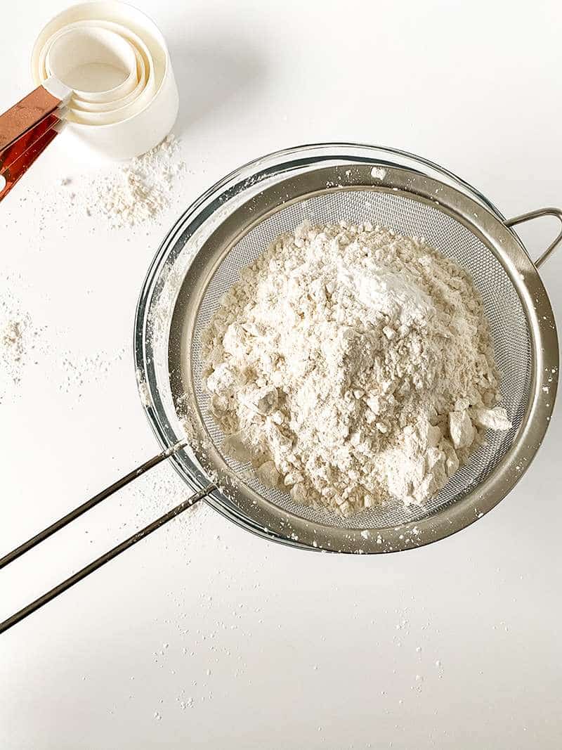 Dry ingredients for coconut cake recipe