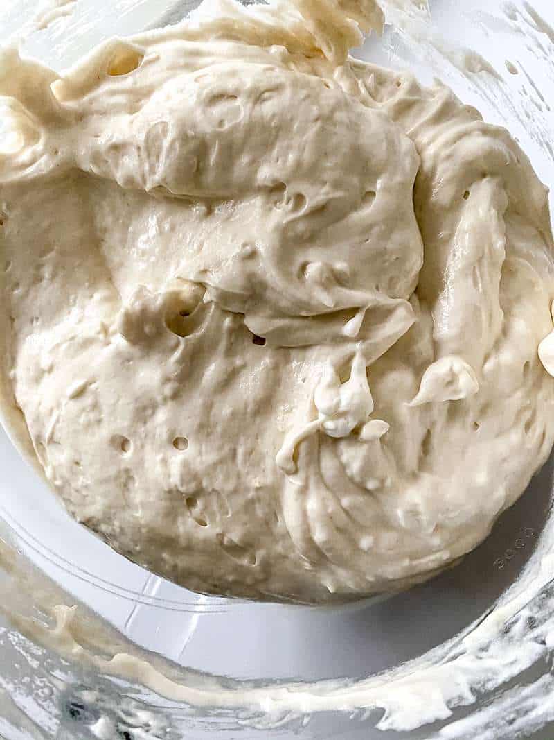 Combined ingredients for coconut cake recipe