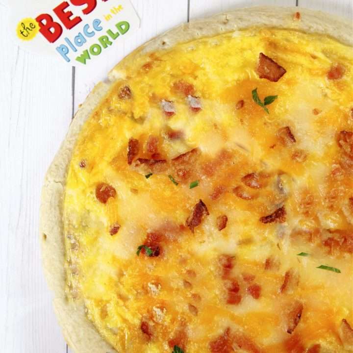 Chef Mickey's Breakfast Pizza 11 breakfast pizza on white background