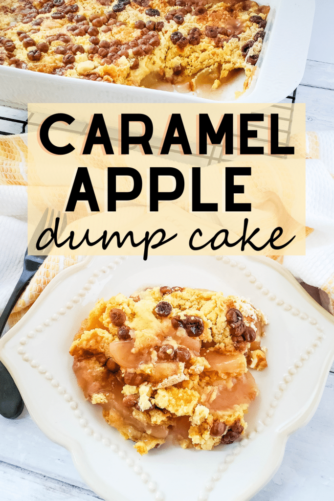 caramel apple dump cake on a plate