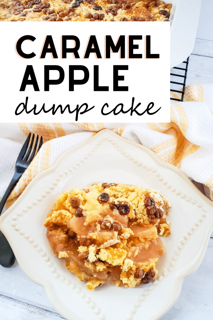 caramel apple dump cake on a plate
