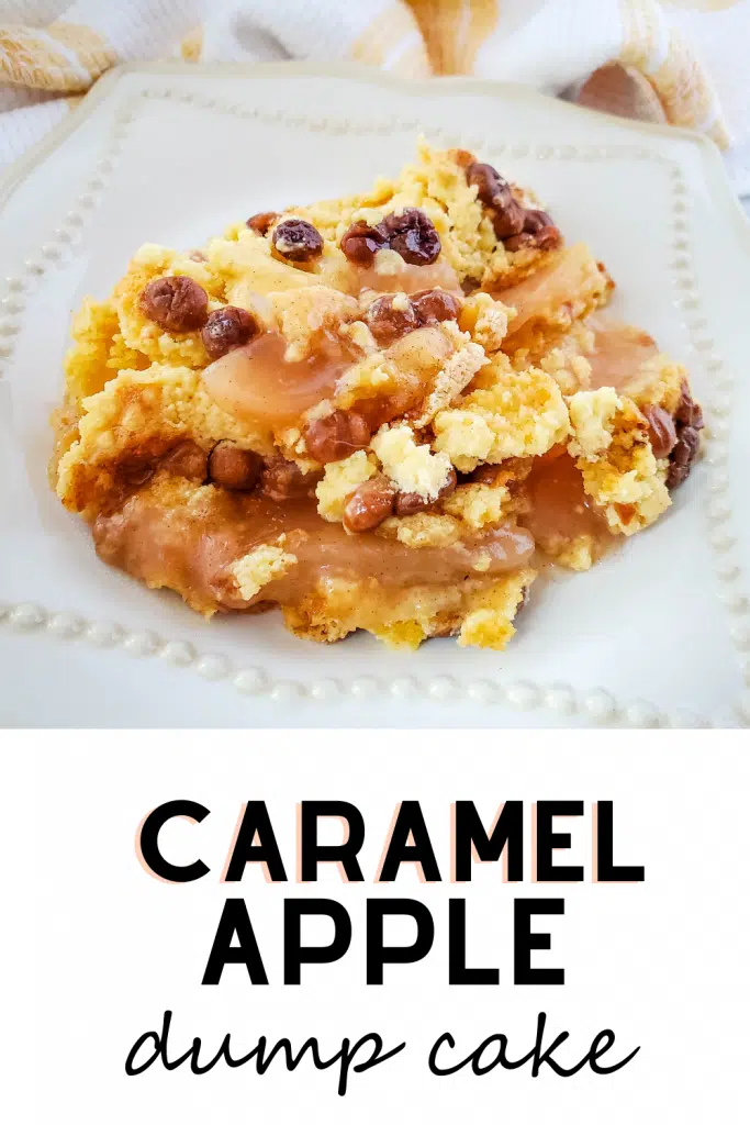 caramel apple dump cake on a plate