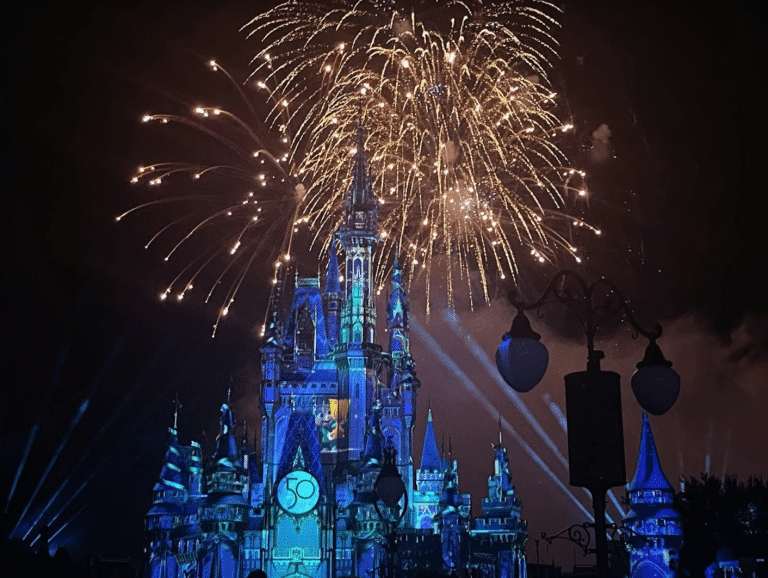 disney world cinderella's castle with fireworks