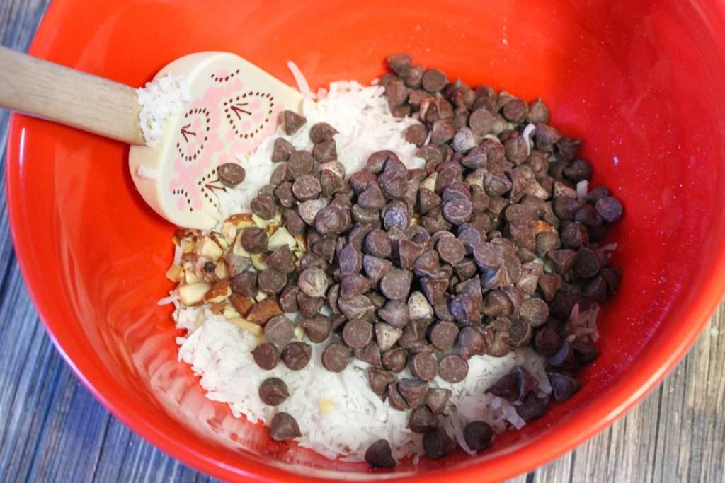 Crazy Good Almond Joy Cookies 8 Almond joy cookie dry ingredients in bowl