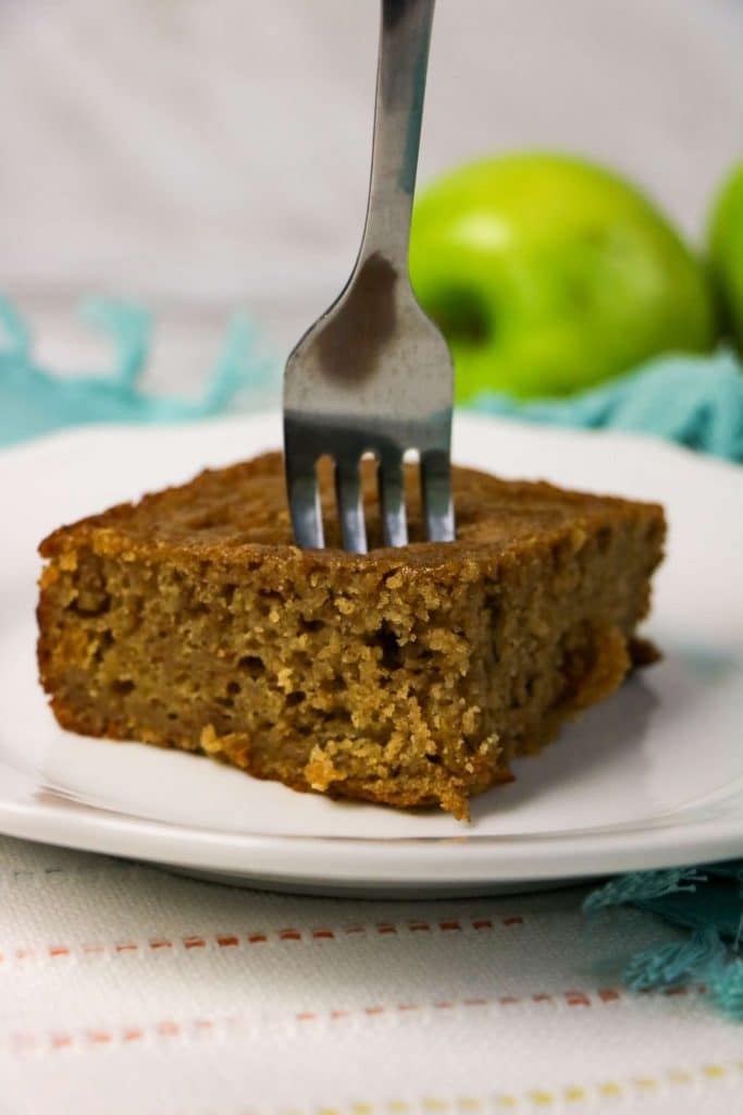 Old Fashioned Applesauce Spice Cake 11 Homemade Old Fashioned Applesauce Spice Cake with Golden Raisins with a fork