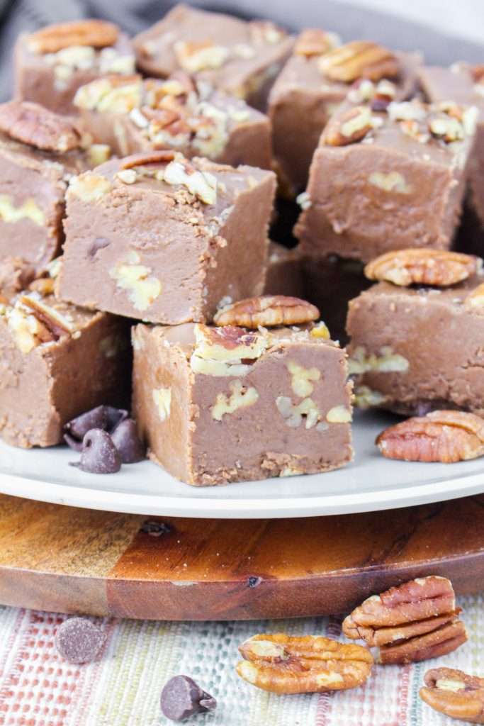 Pecan Fudge 5 pecan fudge on a plate
