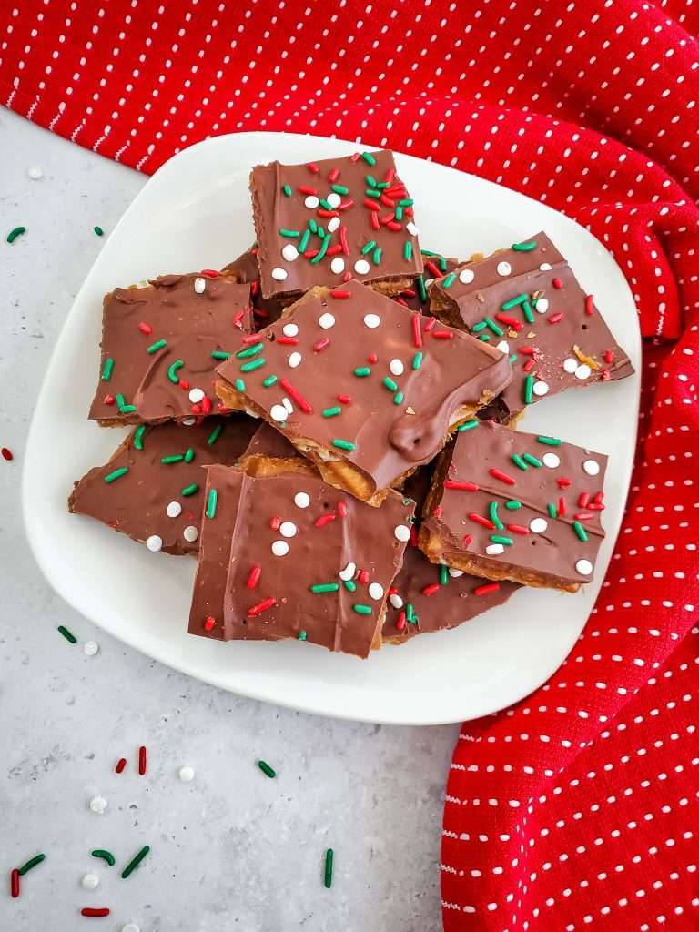 Christmas Crack Bark 5 christmas crack bark topped with christmas sprinkles