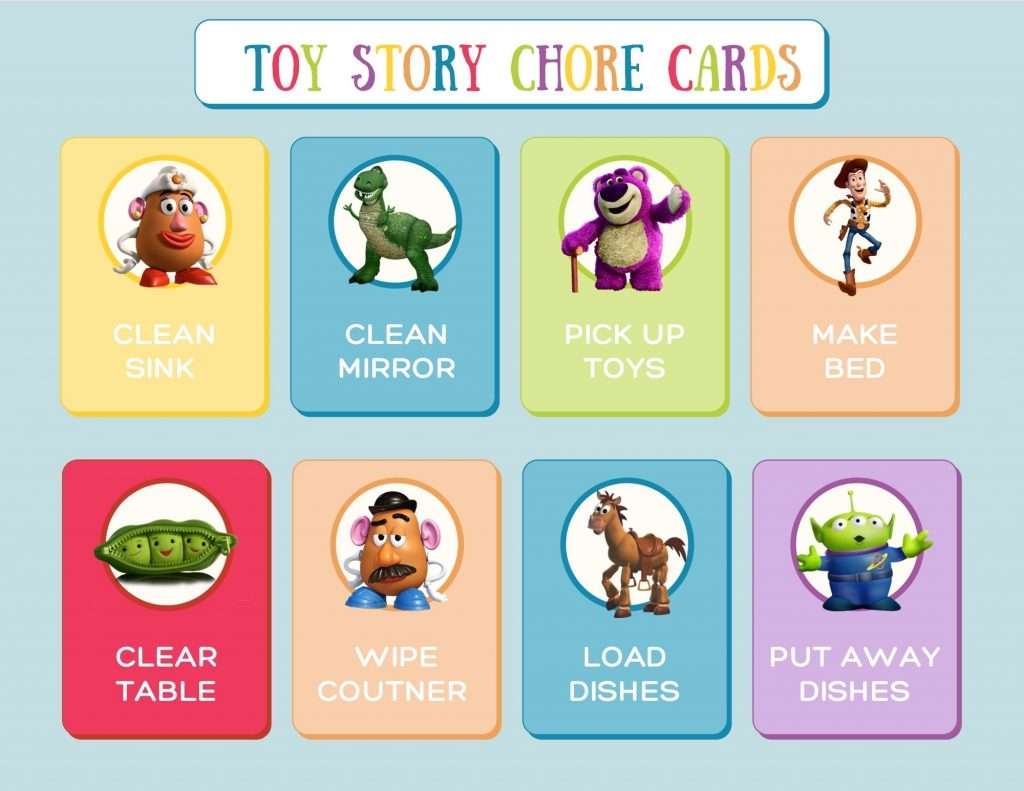 Disney Toy Story Chore Cards 4 toy story chore cards