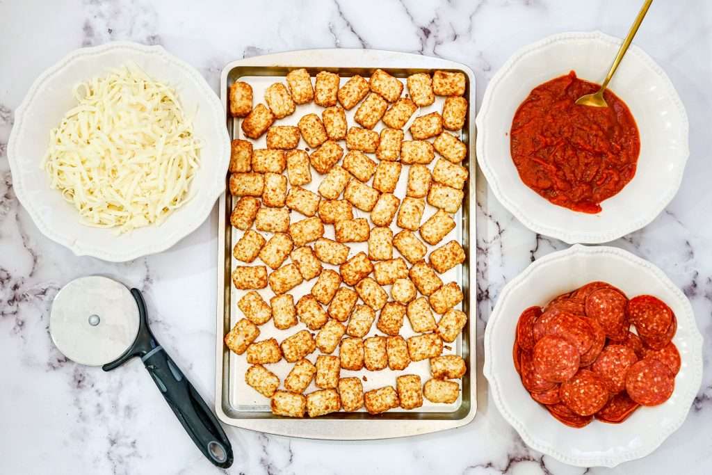 How To Make Pizza Tots With Pepperoni & Mozzarella 5 ingredients for pizza tots
