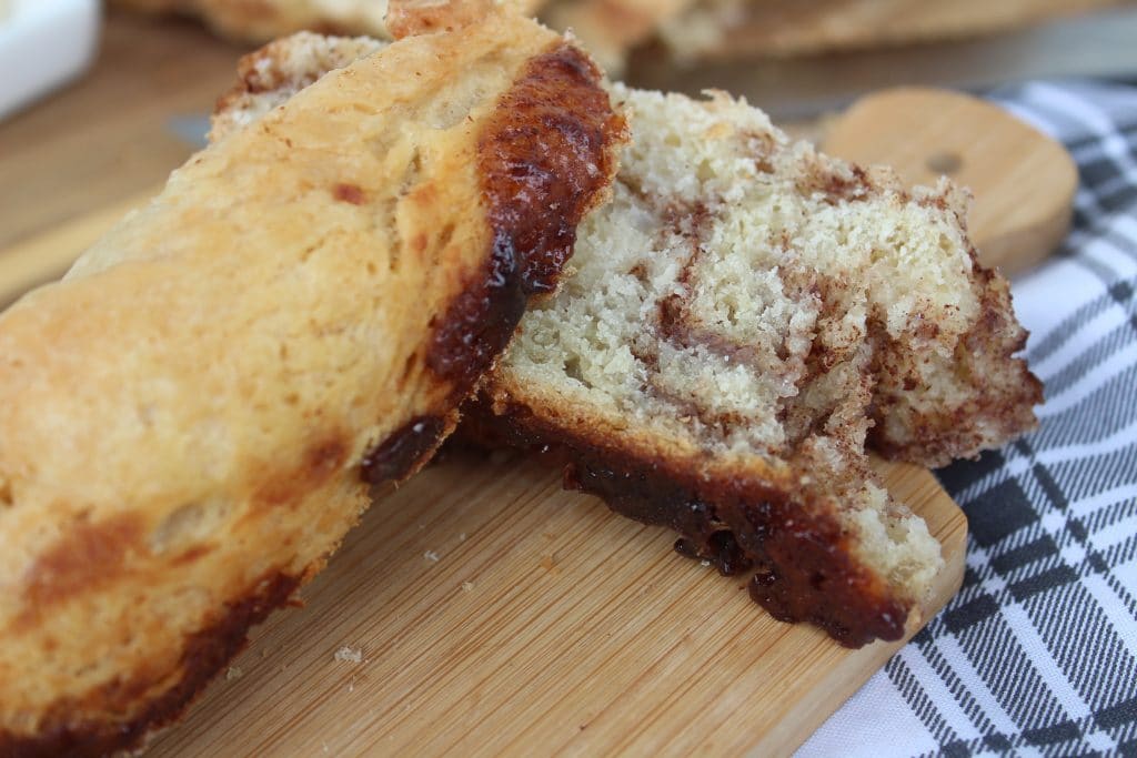 Cinnamon Ribbon Bread 9 cinnamon ribbon bread on a wooden board