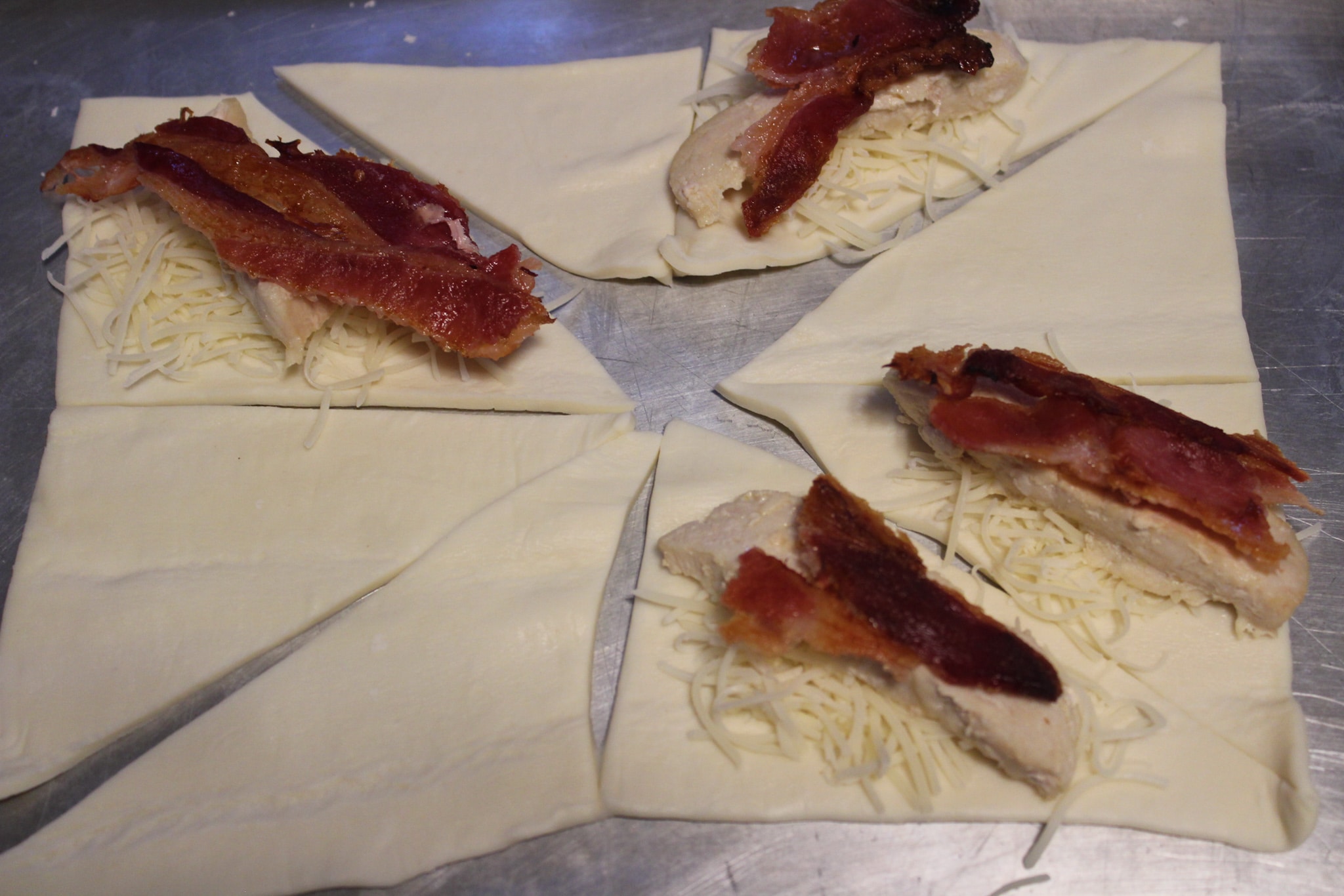 Savory Chicken Turnovers Recipe 8 cheese, chicken and bacon on puff pastry