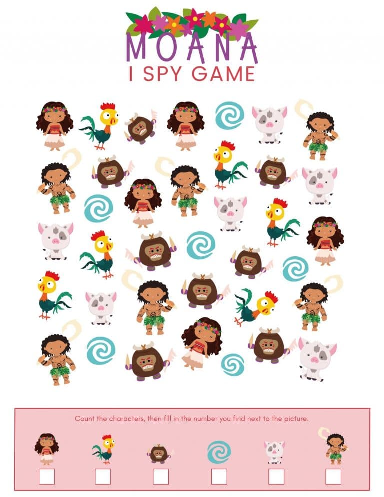 Moana I Spy Printable