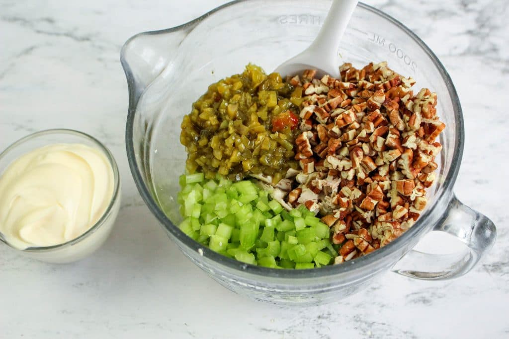 Quick and Easy-to-Prepare Rotisserie Chicken Salad Recipe 8 mixing the ingredients with mayonnaise