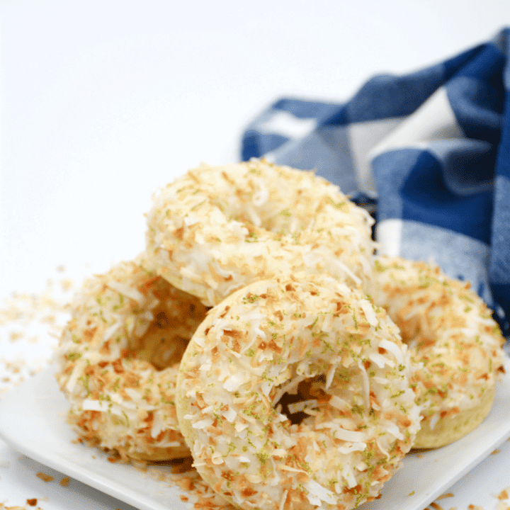 Baked Key Lime Coconut Donuts with Coconut Rum Glaze 7 Coconut Lime Donuts