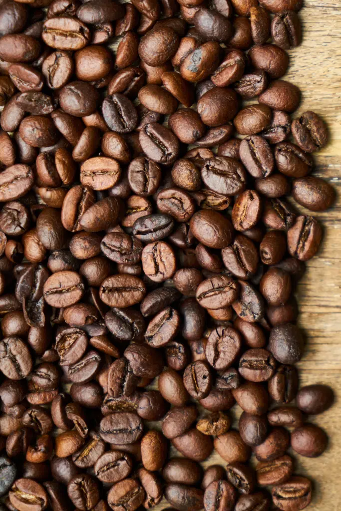 coffee beans on wooden background