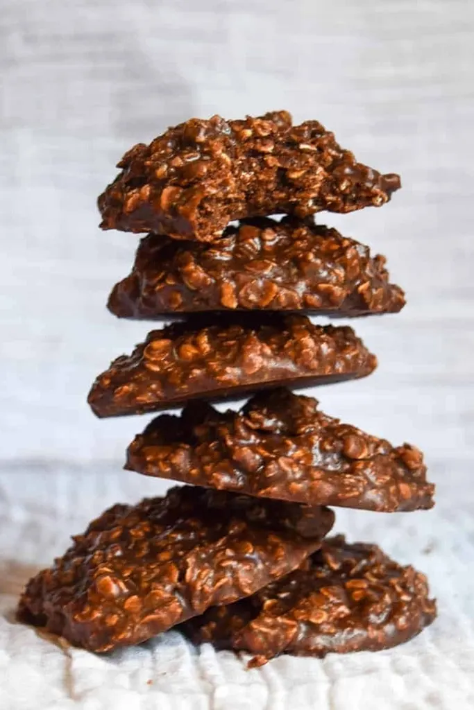 stack of chocolate oat cookies 