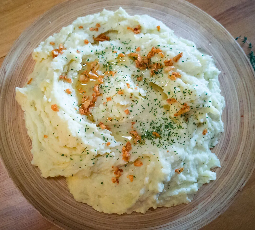 Brown butter mashed potatoes a great side dish with filet mignon 