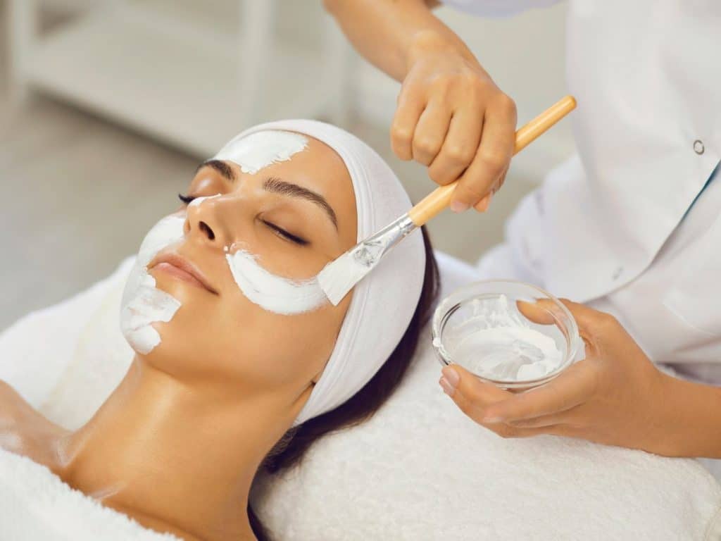 The Best Spa in Gatlinburg, TN 3 Woman with her eyes closed getting a facial.
