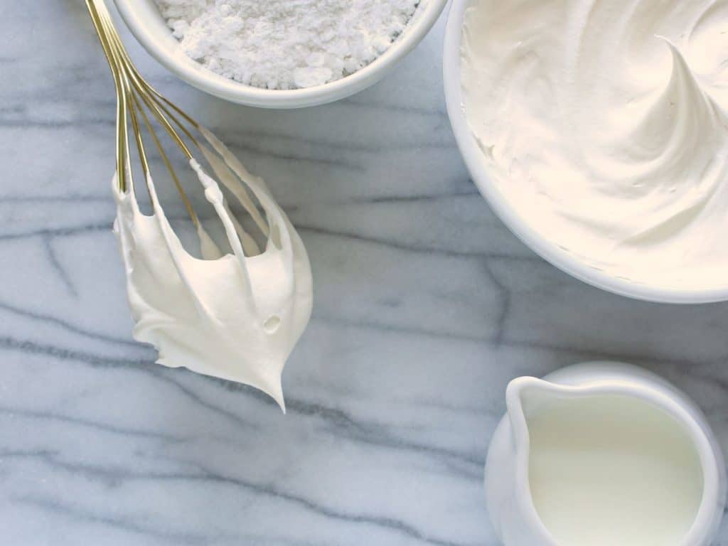 homemade whipped cream on mixer