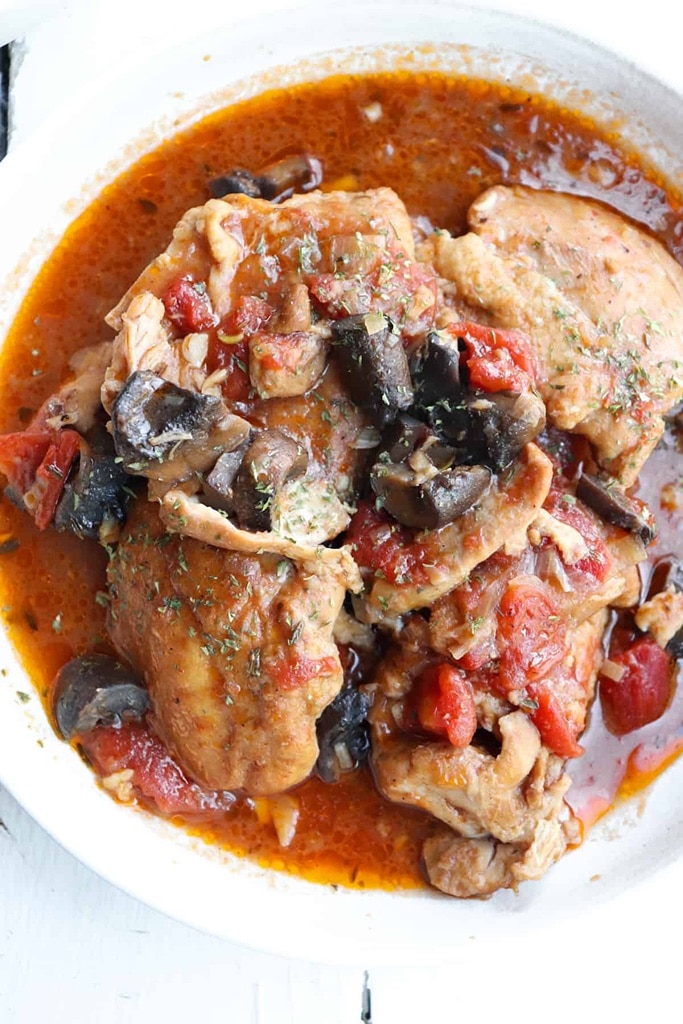 25 Boneless Skinless Chicken Thighs Recipes 13 slow cooker chasseur with tomatoes and chicken thighs