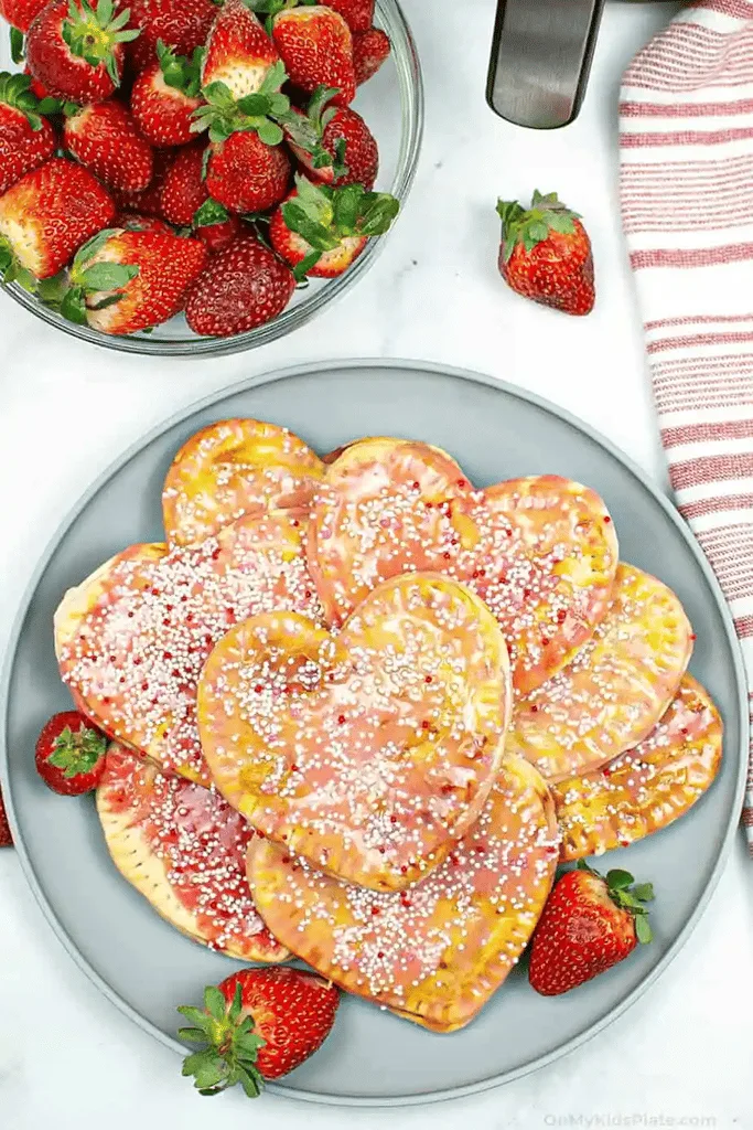 homemade strawberry heart shaped pop tarts