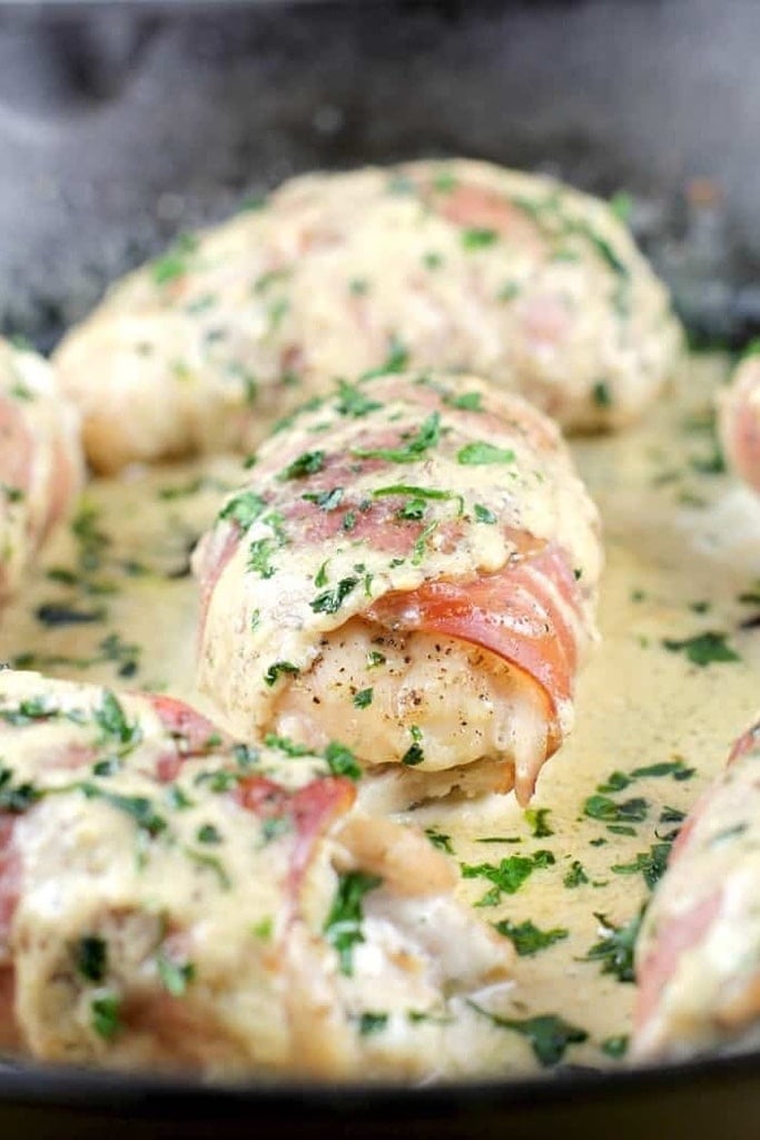 25 Boneless Skinless Chicken Thighs Recipes 5 close up of chicken thigh wrapped in prosciutto