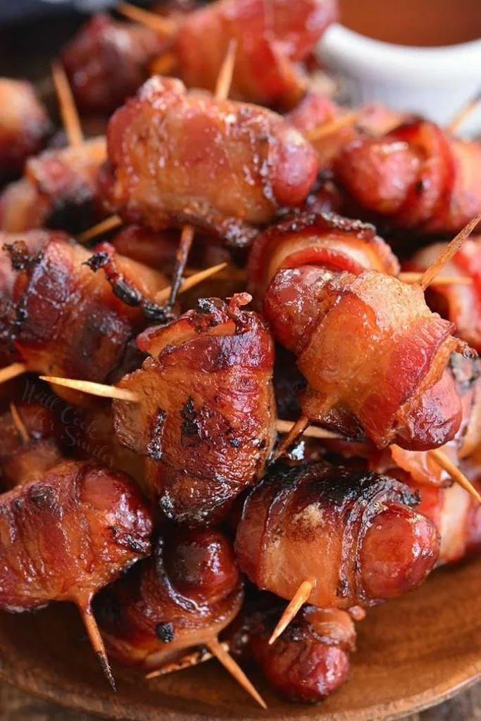 Slow Cooker Thanksgiving Recipes 5 bacon wrapped smokies with tooth picks