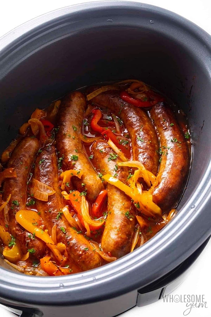 crockpot sausage and peppers in crockpot