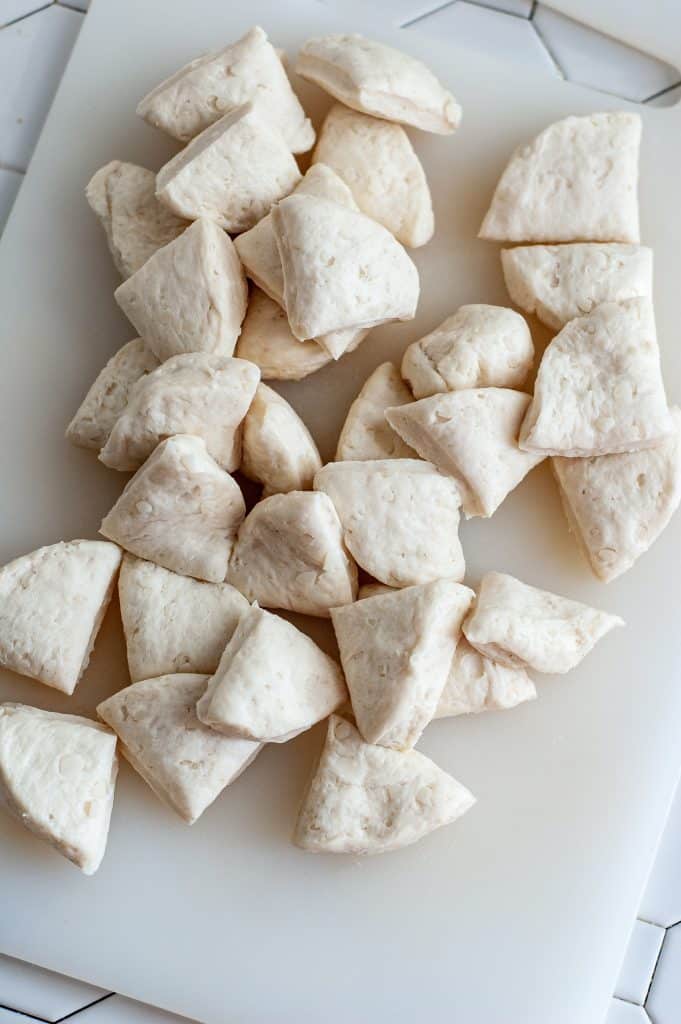 Cinnamon Sugar Donut Holes 15 raw canned biscuits cut in small pieces