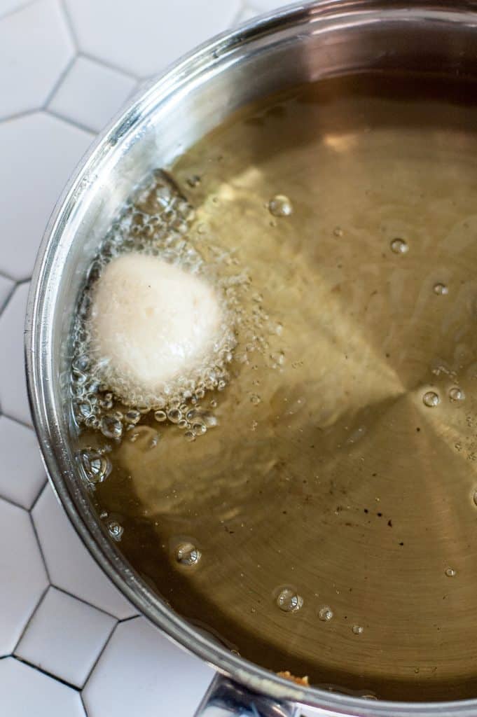 Cinnamon Sugar Donut Holes 18 rolled up canned biscuit in fry oil