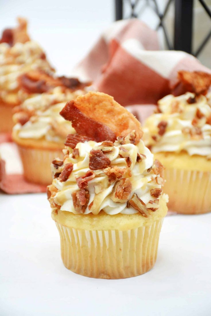 Maple Bacon Cupcakes with Whiskey Caramel Sauce
