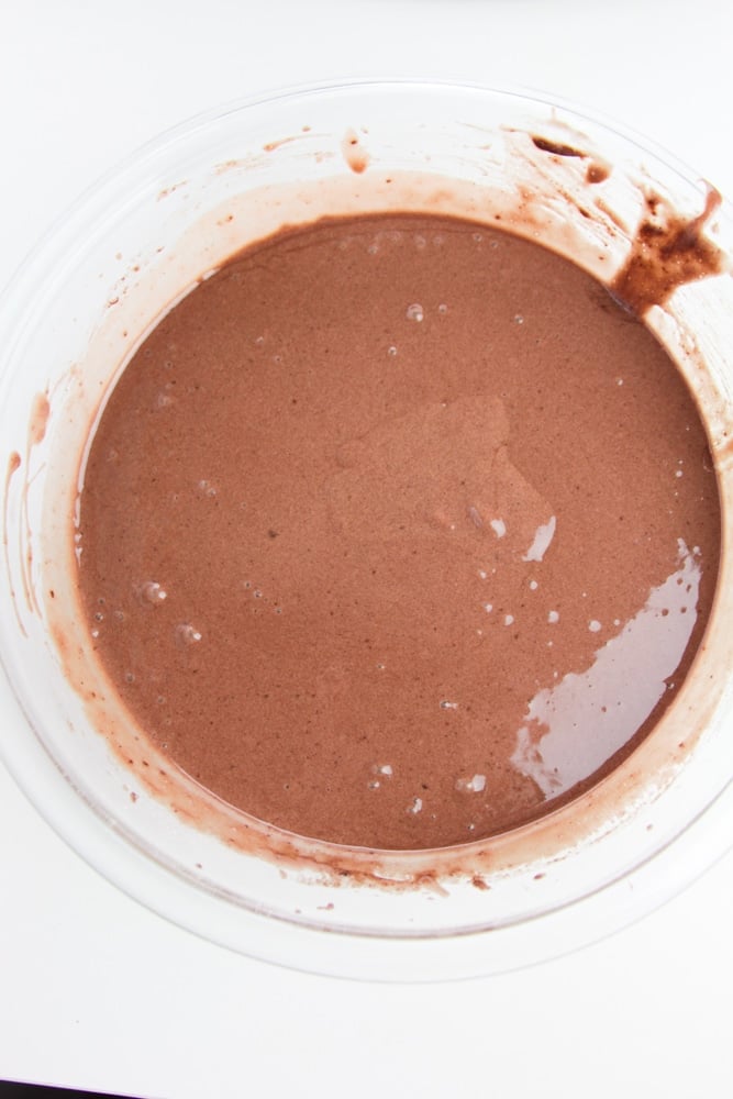 Chocolate Mickey Mouse Waffles 16 bowl of chocolate cake mix