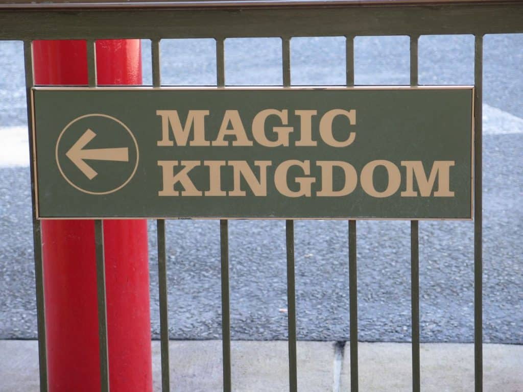 Magic Kingdom sign with arrow