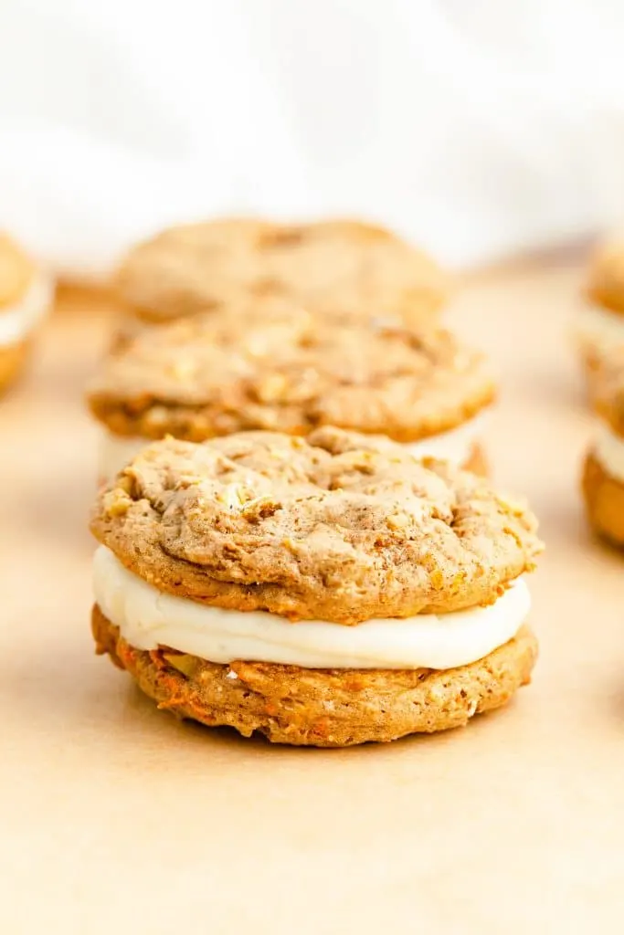 frosting filled carrot cake cookie sandwiches