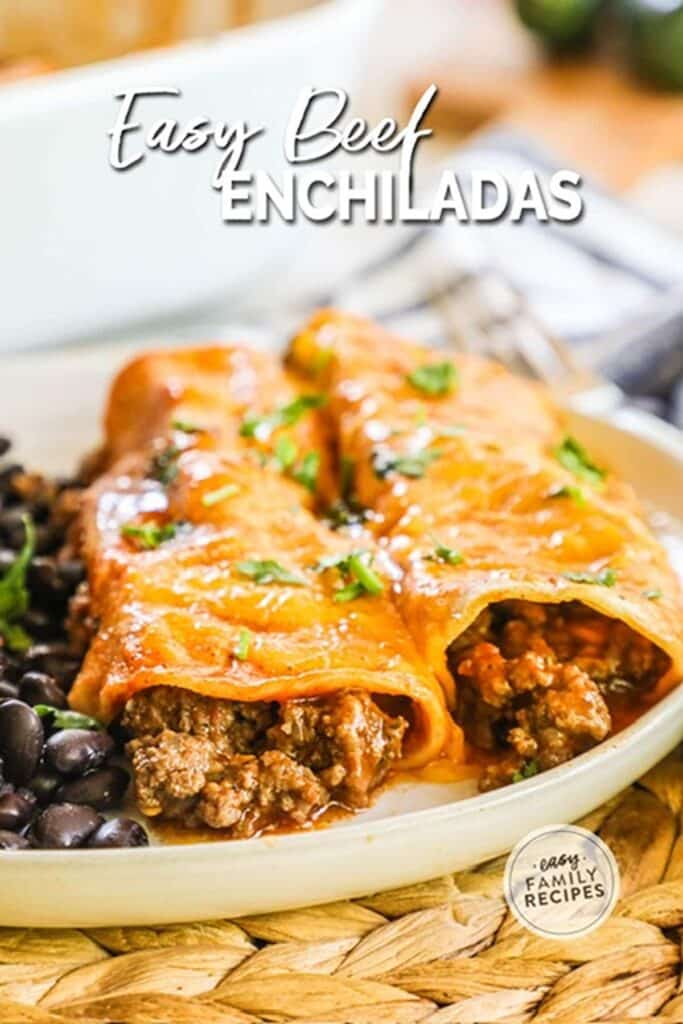 25 Venison Burger Casserole Recipes 22 Venison burger enchiladas on a white plate.