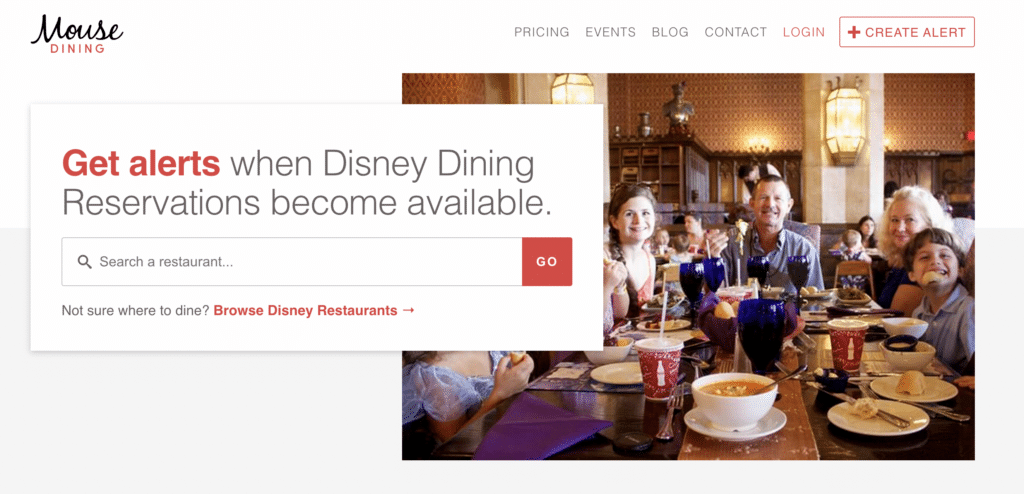 The BEST Disney World Dining Reservation Finder 10 Screenshot of Mouse Dining Disney Dining Reservation finder.
