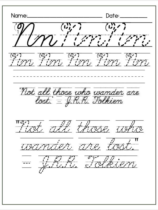 N Free Alphabet Cursive Letter Printables