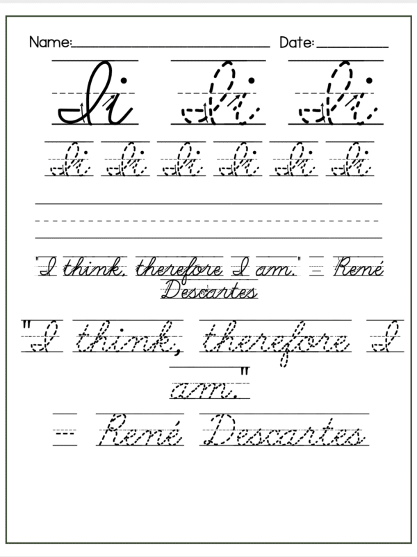 I Free Alphabet Cursive Letter Printables