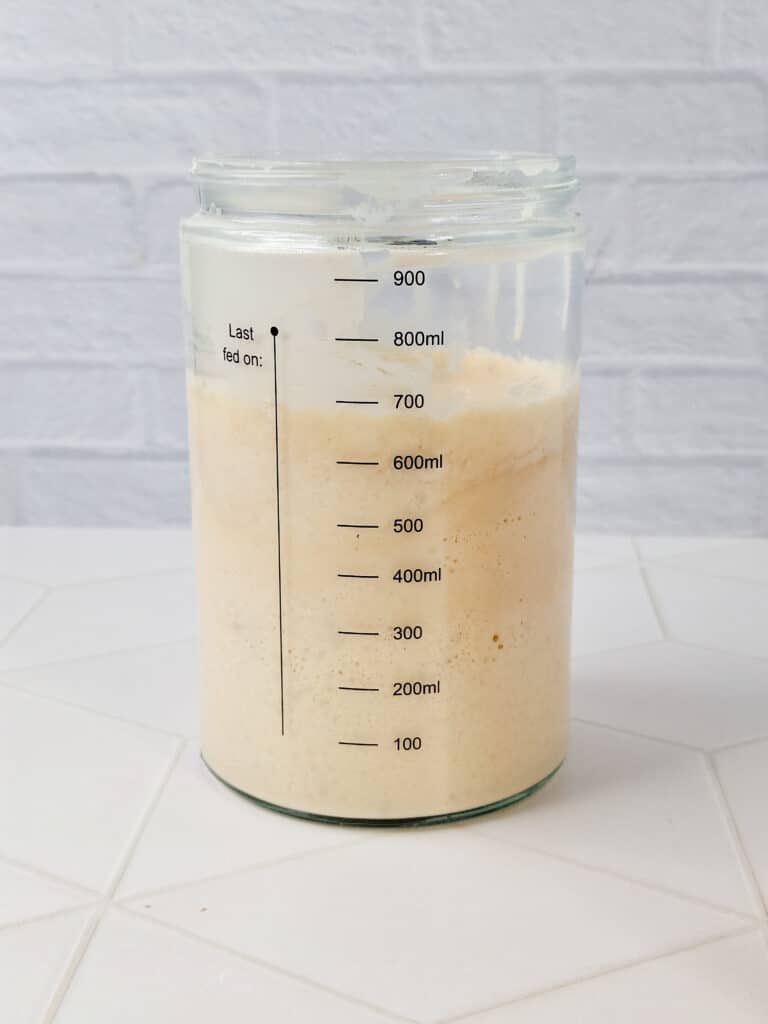 sourdough starter in clear jar