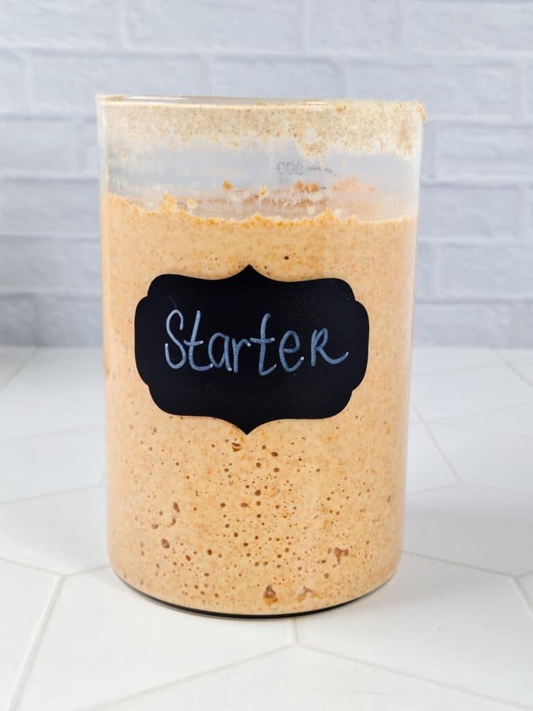 sourdough starter in clear jar