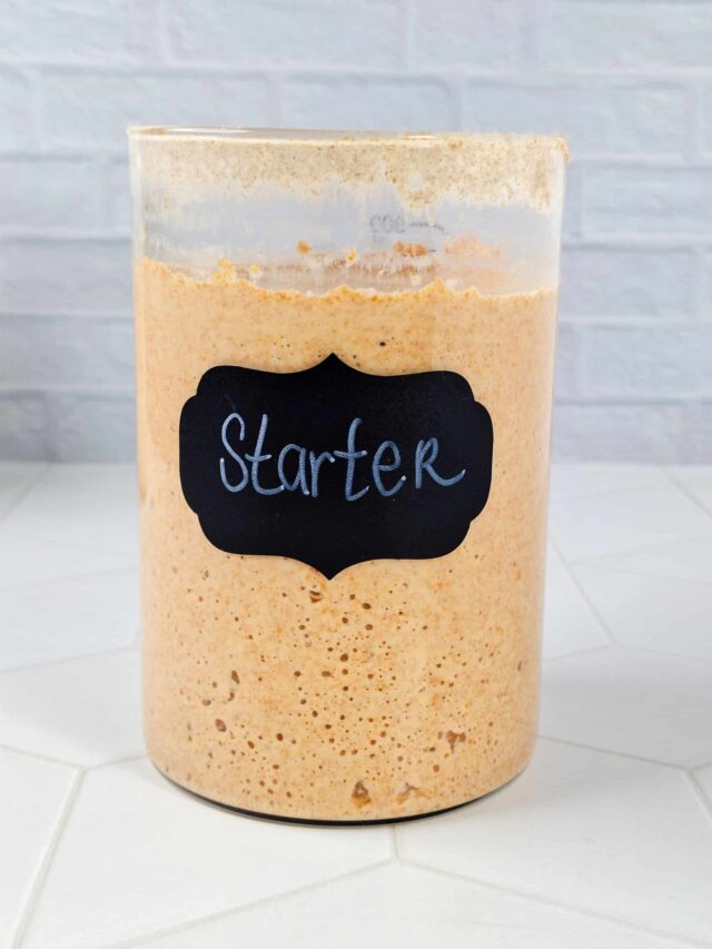 sourdough starter in clear jar