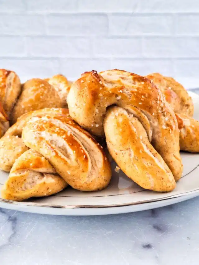 sourdough discard pretzels on white plate
