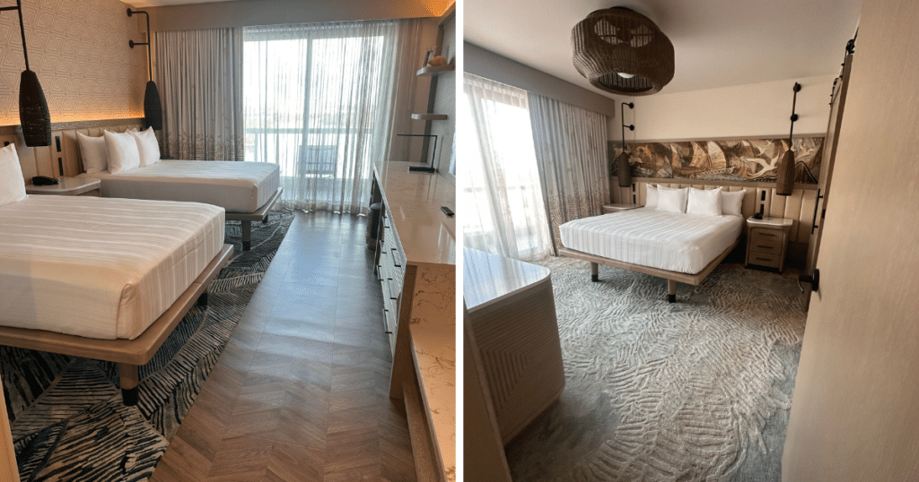 Double image view of bedrooms in 2 bedroom Penthouse at Polynesian Island Tower Resort 