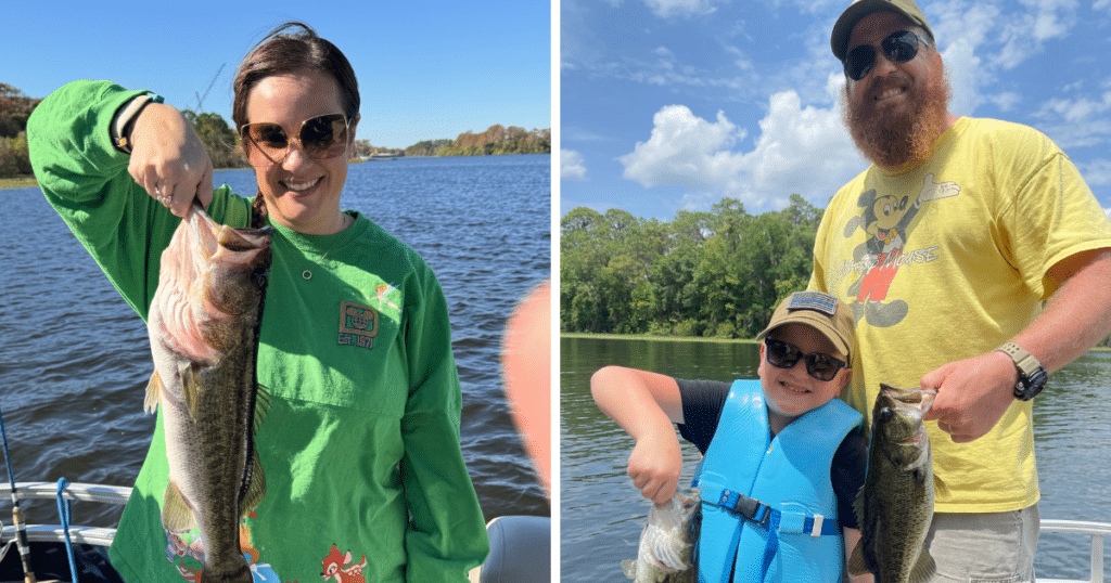 Disney World Fishing: A Family's Guide to Angling Adventures at the Most Magical Place on Earth + Full Review of Guided Bass Fishing Tour 3 Fishing at Disney World collage of catches