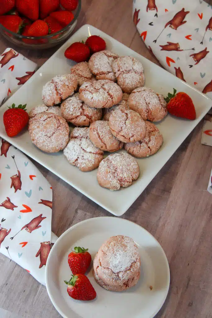 The Easiest Strawberry Cake Mix Crinkle Cookies (4 Ingredients + Vegan!) 4 IMG 6587