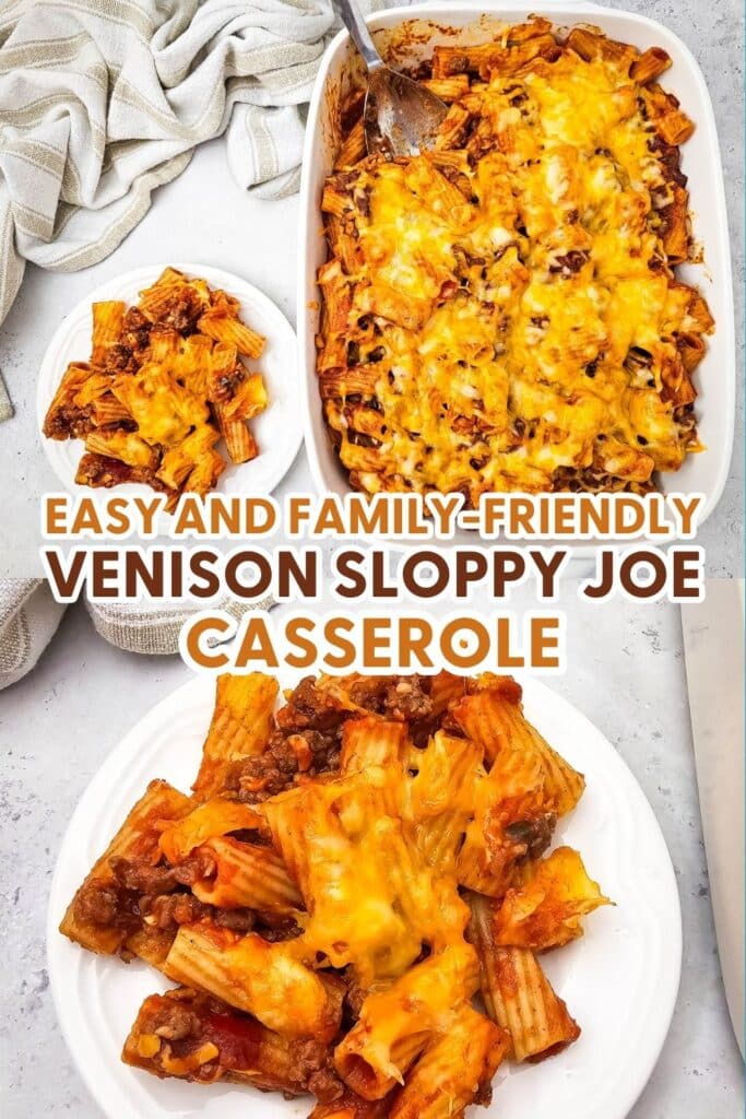 Pin image for Venison Sloppy Joes Casserole.